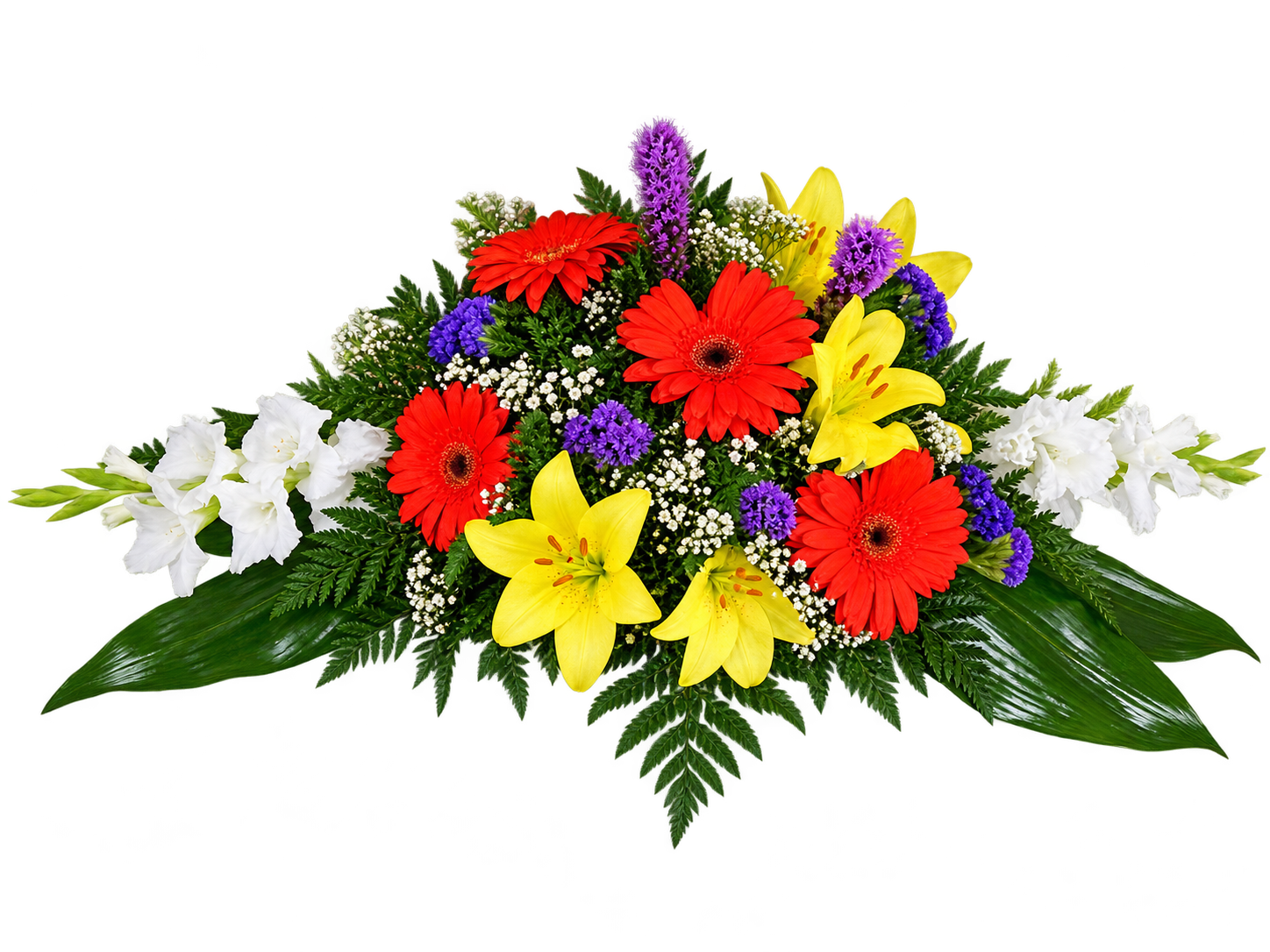 Almohadón de gladiolos, gerberas y lilium