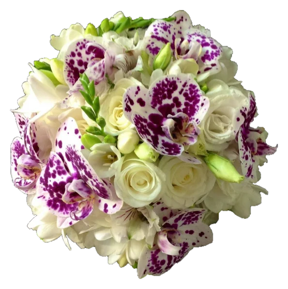Ramo de novia · Rosas blancas y orquídeas · modelo 21